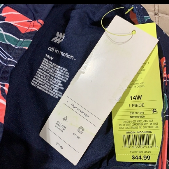 All In Motion One Piece Rashguard Swimsuit - Picture 9 of 9